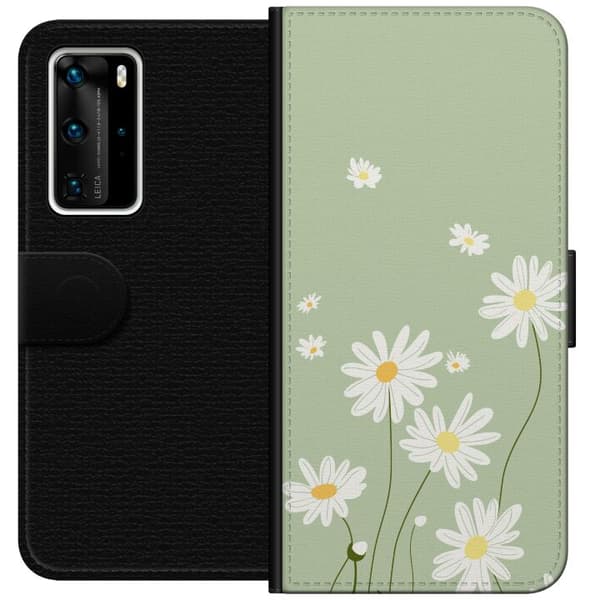 Huawei P40 Pro Plånboksfodral Prästkragar – blommigt mönster i svensk sommarstil