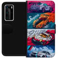 Miniatyrbild 1 av 3: Huawei P40 Pro Plånboksfodral Fartfyllda Bilar – tecknat mönster med action