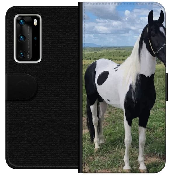 Huawei P40 Pro Lommeboketui Heste Magi - stilisert hest i en rolig fargepalett