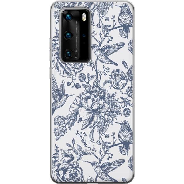 Huawei P40 Pro Genomskinligt Skal Blomster & Fåglar – romantiskt mönster i vintage-stil