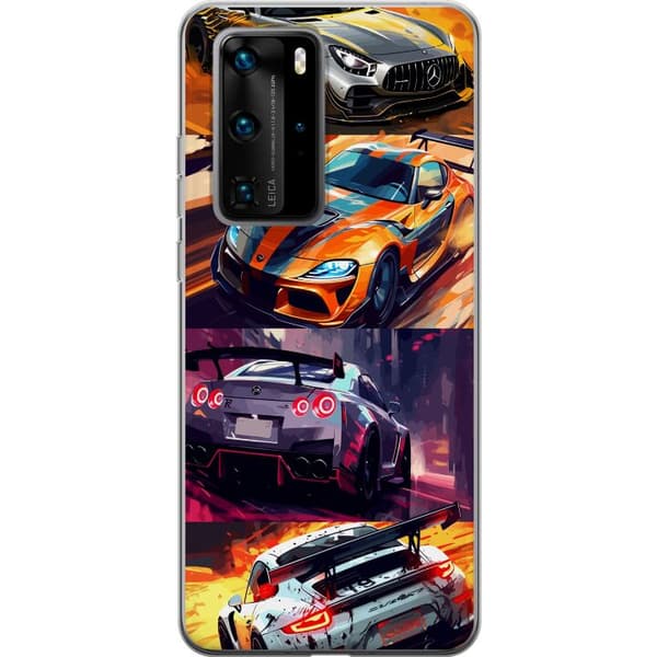 Huawei P40 Pro Gjennomsiktig deksel Rallyfeber - intensivt motiv med rallybiler