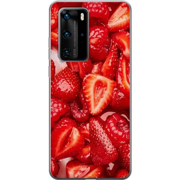 Huawei P40 Pro Genomskinligt Skal Jordgubbsmönster – sött motiv med sommarkänsla