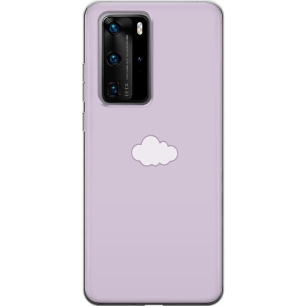 Huawei P40 Pro Genomskinligt Skal Lila Moln – minimalistiskt moln på lila bakgrund