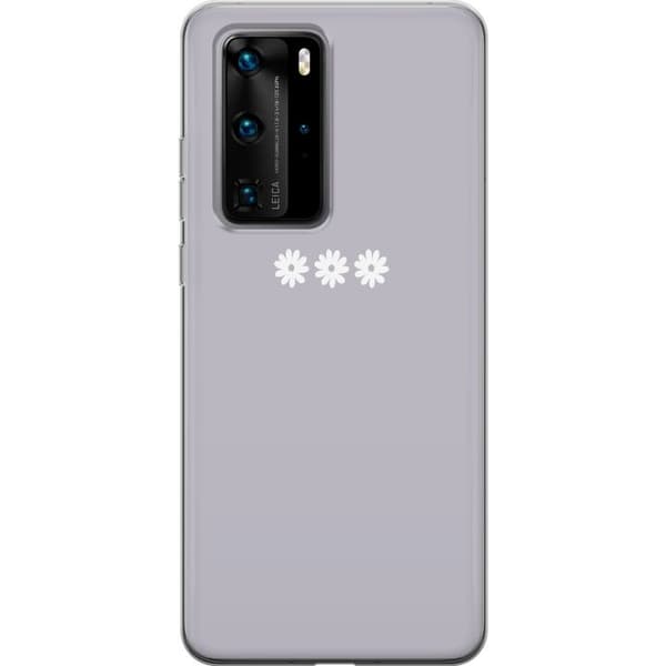Huawei P40 Pro Gjennomsiktig deksel Lilla Blomminimalisme - stilig blomstermotiv på lilla bakgrunn