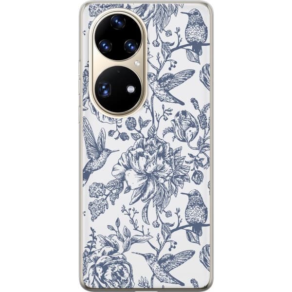 Huawei P50 Pro Gennemsigtig cover Blomster & Fugle - Romantisk Vintage-stil Mønster