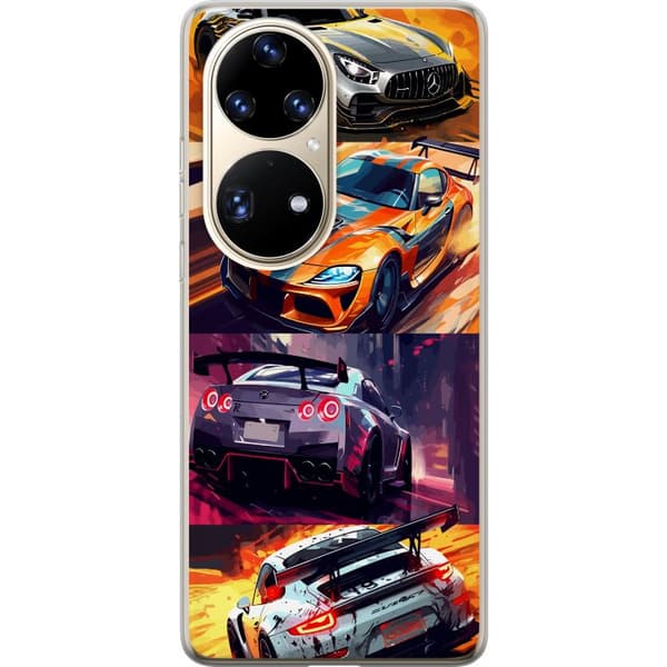 Huawei P50 Pro Läpinäkyvä kuori Ralli kuume - vauhdikas teema ralliautoilla