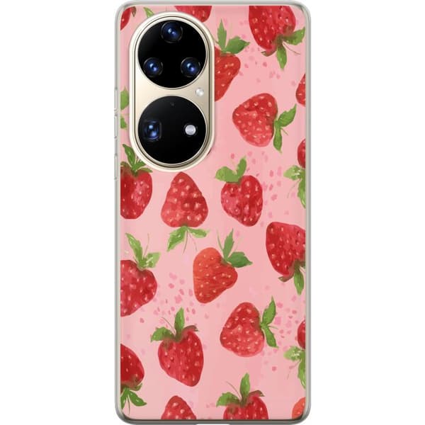 Huawei P50 Pro Gennemsigtig cover Jordbærdrømme - Retro-stil jordbærmønster