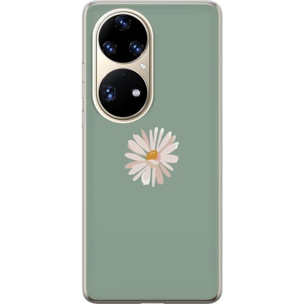 Huawei P50 Pro Läpinäkyvä kuori Vihreä Minimalikukka - tyylikäs kukka vihreällä taustalla