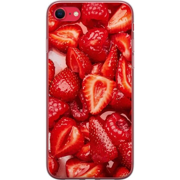 Apple iPhone SE (2022) Gennemsigtig cover Jordbærmønster - sødt motiv med sommerstemning