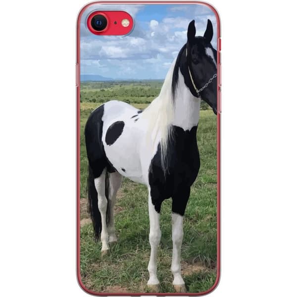 Apple iPhone SE (2022) Gennemsigtig cover Hestemagi - stiliseret hest i en rolig farveskala