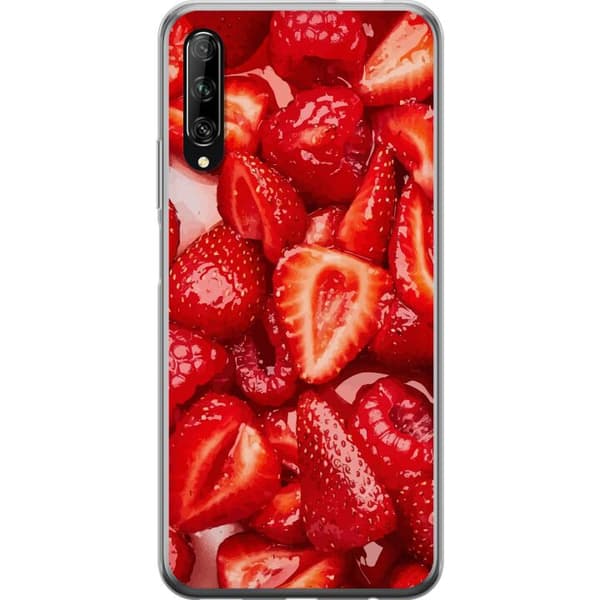 Huawei P smart Pro 2019 Läpinäkyvä kuori Mansikkakuviointi - makea motiivi kesäfiiliksellä