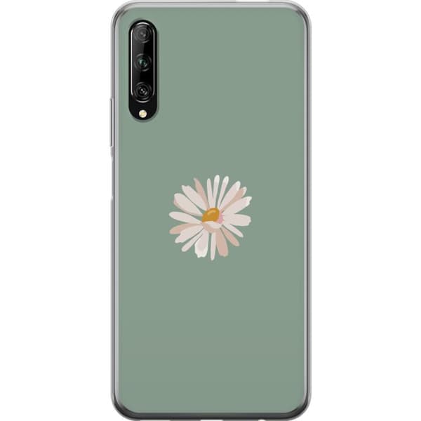 Huawei P smart Pro 2019 Läpinäkyvä kuori Vihreä Minimalikukka - tyylikäs kukka vihreällä taustalla