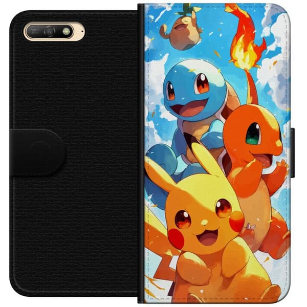 Huawei Y6 (2018) Lompakkokotelo Pocket Creatures - innoittanut Pokémonista mainitsematta nimeä