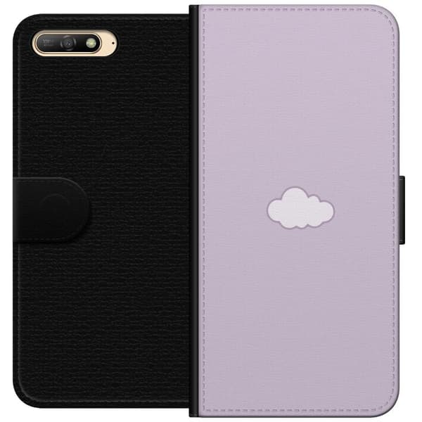 Huawei Y6 (2018) Lompakkokotelo Lila Pilvi - minimalistinen pilvi lila taustalla