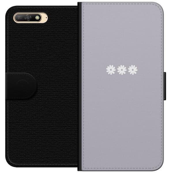 Huawei Y6 (2018) Lompakkokotelo Lila Blomminimalismi - tyylikäs kukkakuva lila taustalla