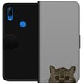 Miniatyrbild 1 av 3: Huawei P Smart Z Plånboksfodral Grå Kattblick – stilren kattdesign med grå bakgrund