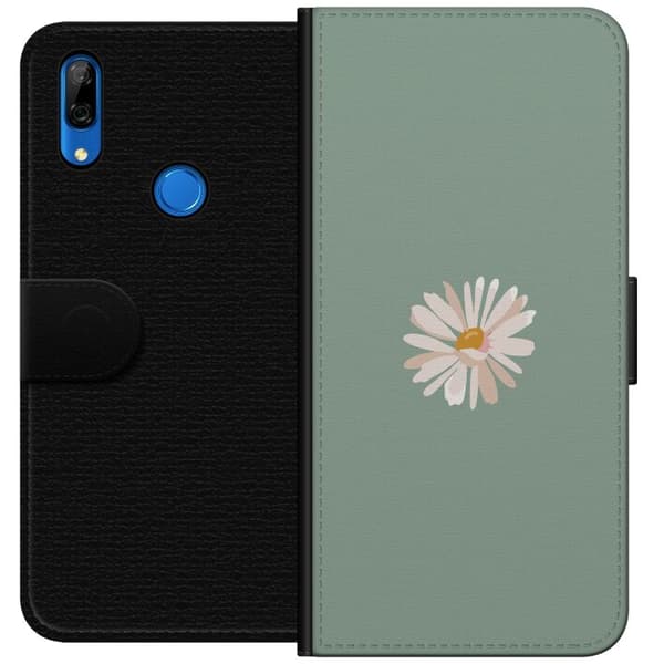 Huawei P Smart Z Lommeboketui Grønn Minimalblomst - stilren blomst på grønn bakgrunn