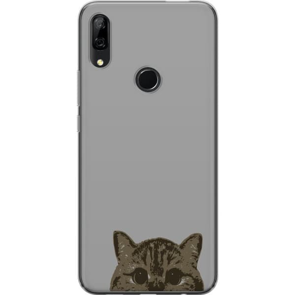 Huawei P Smart Z Gjennomsiktig deksel Grå Kattblikk - stilren katte design med grå bakgrunn
