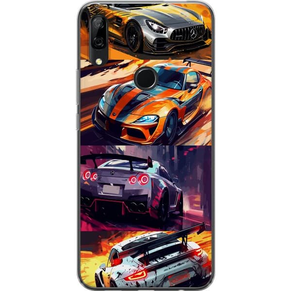 Huawei P Smart Z Gjennomsiktig deksel Rallyfeber - intensivt motiv med rallybiler