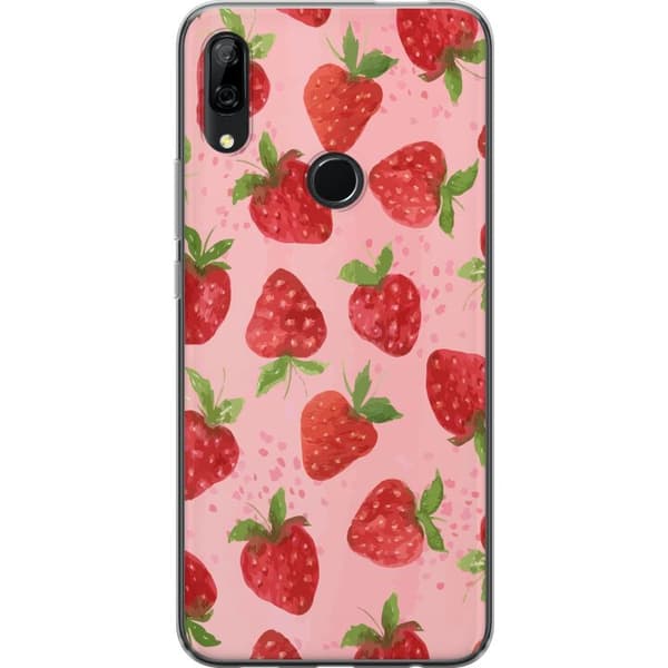 Huawei P Smart Z Genomskinligt Skal Strawberry Dreams – jordgubbsmönster i retrostil