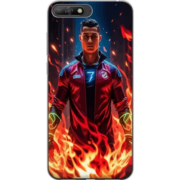 Huawei Y6 (2018) Läpinäkyvä kuori Ronaldo Inferno - jalkapallolegenda liekeissä