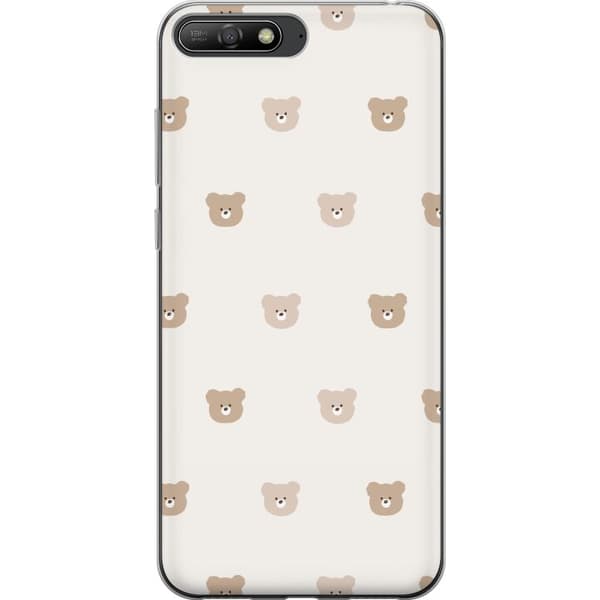 Huawei Y6 (2018) Gennemsigtig cover Teddybaggrund - søde teddybjørne mod en blød baggrund
