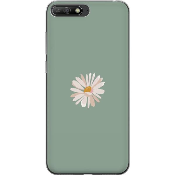 Huawei Y6 (2018) Läpinäkyvä kuori Vihreä Minimalikukka - tyylikäs kukka vihreällä taustalla