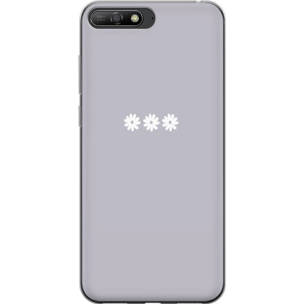 Huawei Y6 (2018) Gjennomsiktig deksel Lilla Blomminimalisme - stilig blomstermotiv på lilla bakgrunn