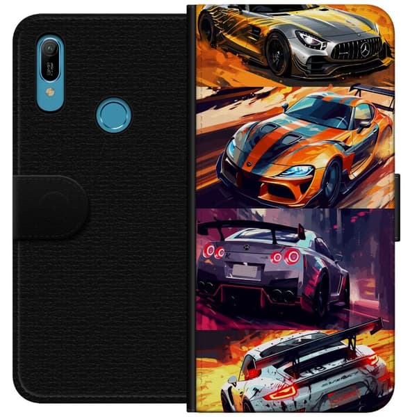 Huawei Y6 (2019) Tegnebogsetui Rallyfeber - fartfyldt motiv med rallybiler