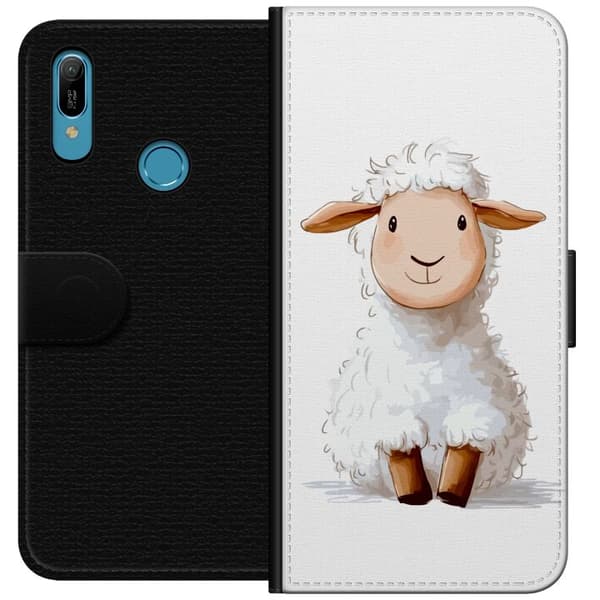 Huawei Y6 (2019) Tegnebogsetui Sødt Lamm - tegneseriestil til børn og babyprodukter