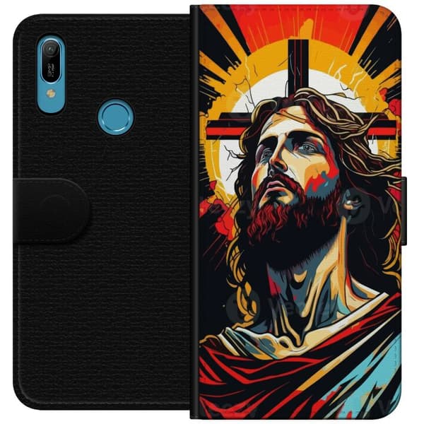 Huawei Y6 (2019) Lommeboketui Jesus & Kort - religiøst motiv med dyp symbolikk