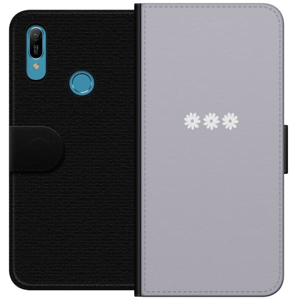 Huawei Y6 (2019) Tegnebogsetui Lilla Blomminimalisme - stilfuldt blomstermotiv på lilla baggrund
