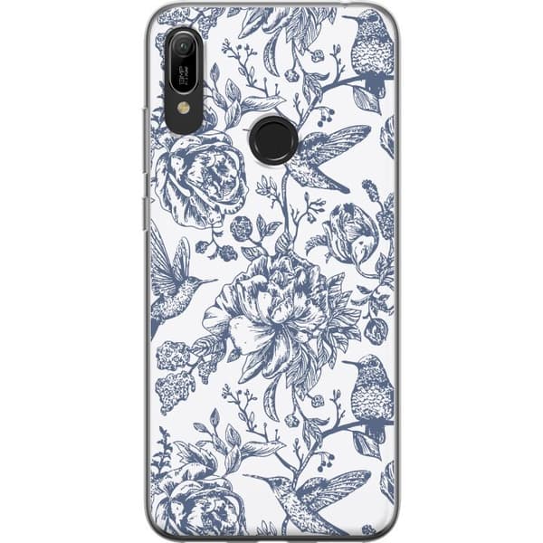 Huawei Y6 (2019) Gennemsigtig cover Blomster & Fugle - Romantisk Vintage-stil Mønster