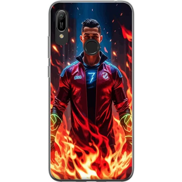 Huawei Y6 (2019) Gennemsigtig cover Ronaldo Inferno - fodboldhelt i flammer