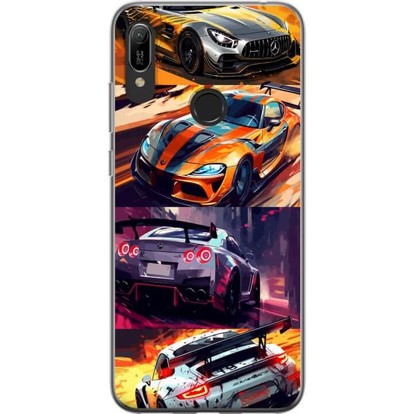 Huawei Y6 (2019) Läpinäkyvä kuori Ralli kuume - vauhdikas teema ralliautoilla