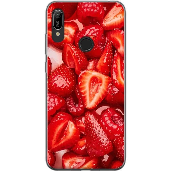 Huawei Y6 (2019) Gennemsigtig cover Jordbærmønster - sødt motiv med sommerstemning