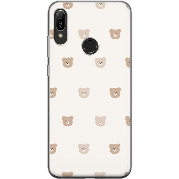 Huawei Y6 (2019) Läpinäkyvä kuori Teddy-tausta - söpöt teddykarhut pehmeällä taustalla