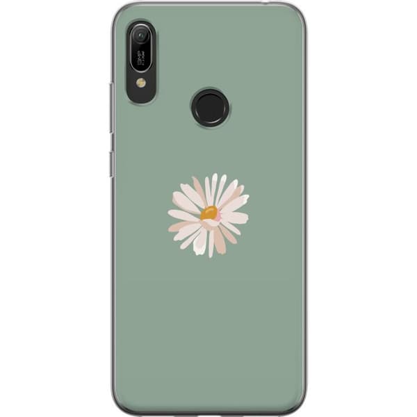 Huawei Y6 (2019) Läpinäkyvä kuori Vihreä Minimalikukka - tyylikäs kukka vihreällä taustalla