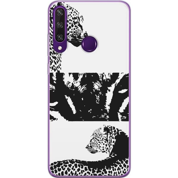 Huawei Y6p Genomskinligt Skal Leopard Faces – trendigt mönster med leopardansikten