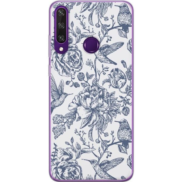 Huawei Y6p Läpinäkyvä kuori Kukat & Linnut - Romanttinen Vintage-tyylinen Kuviointi