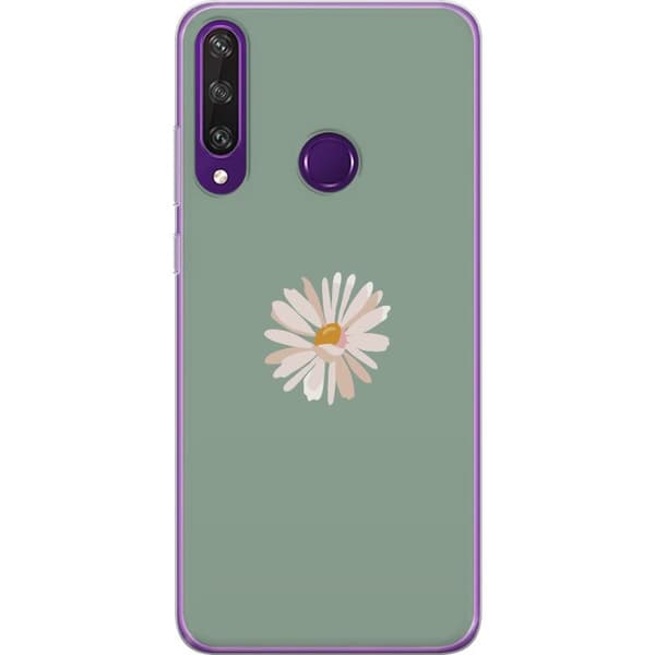 Huawei Y6p Läpinäkyvä kuori Vihreä Minimalikukka - tyylikäs kukka vihreällä taustalla