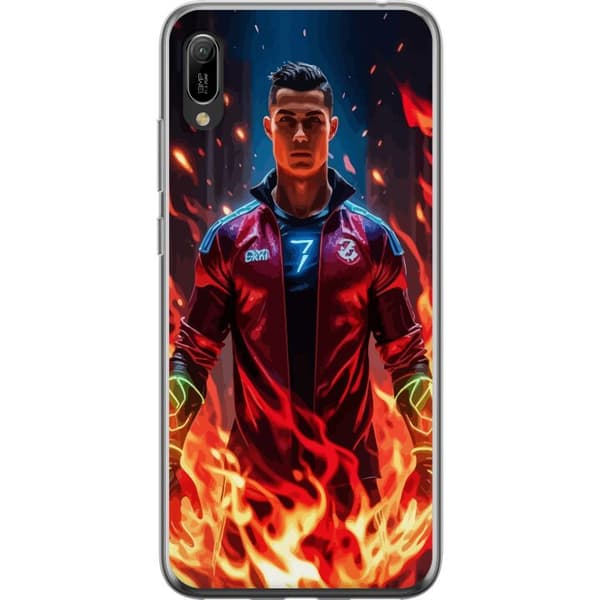 Huawei Y6 Pro (2019) Läpinäkyvä kuori Ronaldo Inferno - jalkapallolegenda liekeissä