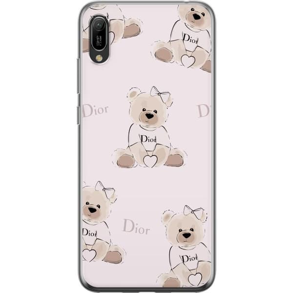 Huawei Y6 Pro (2019) Genomskinligt Skal Teddy Dior Vibes – lyxig nalle i fashionstil