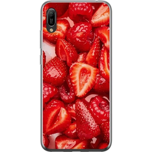 Huawei Y6 Pro (2019) Gennemsigtig cover Jordbærmønster - sødt motiv med sommerstemning