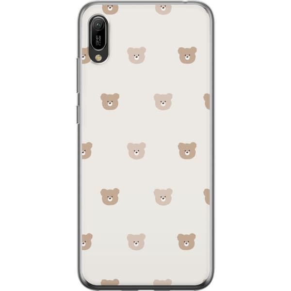 Huawei Y6 Pro (2019) Läpinäkyvä kuori Teddy-tausta - söpöt teddykarhut pehmeällä taustalla