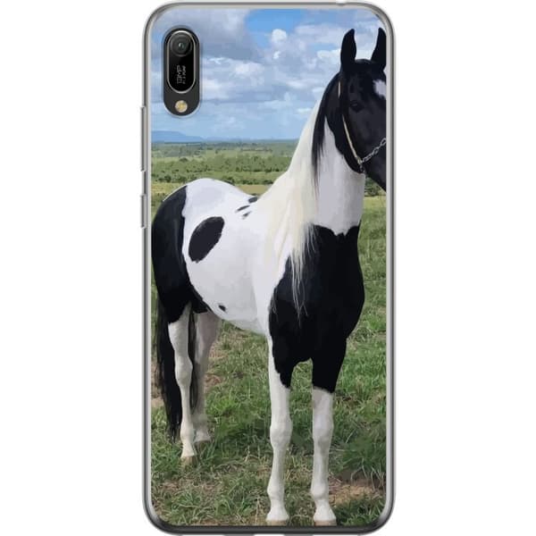 Huawei Y6 Pro (2019) Gjennomsiktig deksel Heste Magi - stilisert hest i en rolig fargepalett
