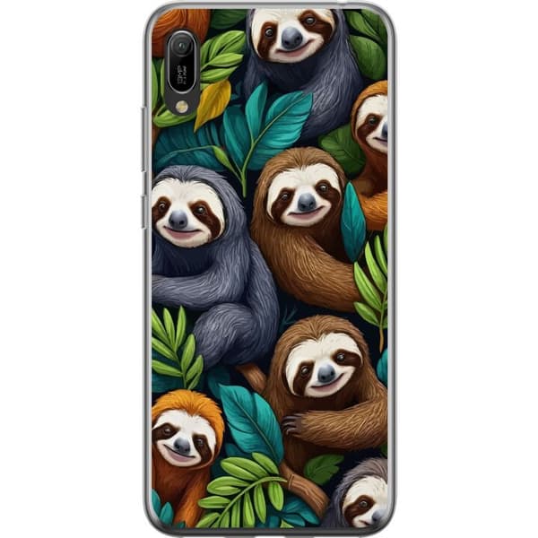 Huawei Y6 Pro (2019) Läpinäkyvä kuori Sengångarstil - rentoutunut muotoilu söpöllä laiskiaalla