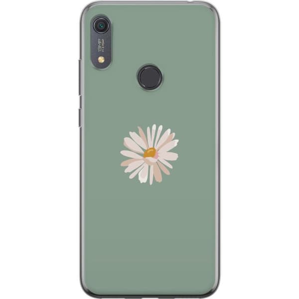 Huawei Y6s (2019) Läpinäkyvä kuori Vihreä Minimalikukka - tyylikäs kukka vihreällä taustalla
