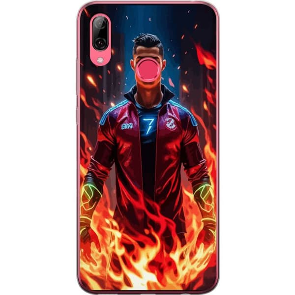 Huawei Y7 (2019) Läpinäkyvä kuori Ronaldo Inferno - jalkapallolegenda liekeissä