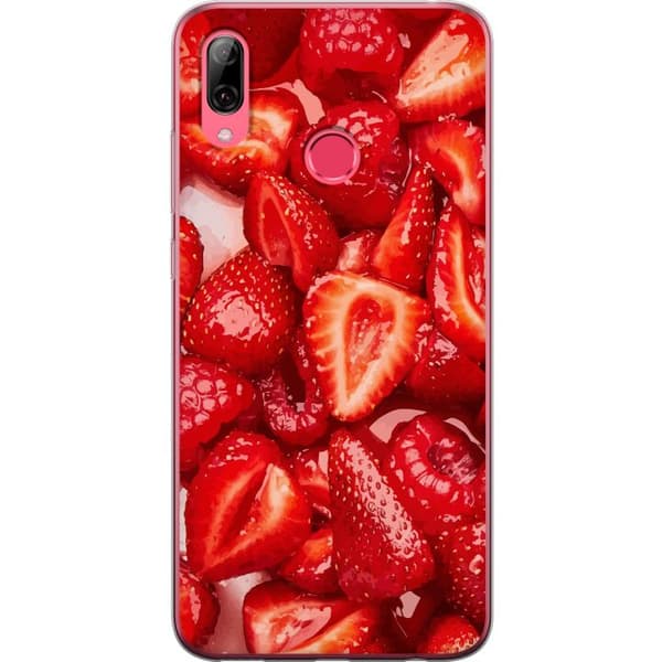 Huawei Y7 (2019) Genomskinligt Skal Jordgubbsmönster – sött motiv med sommarkänsla